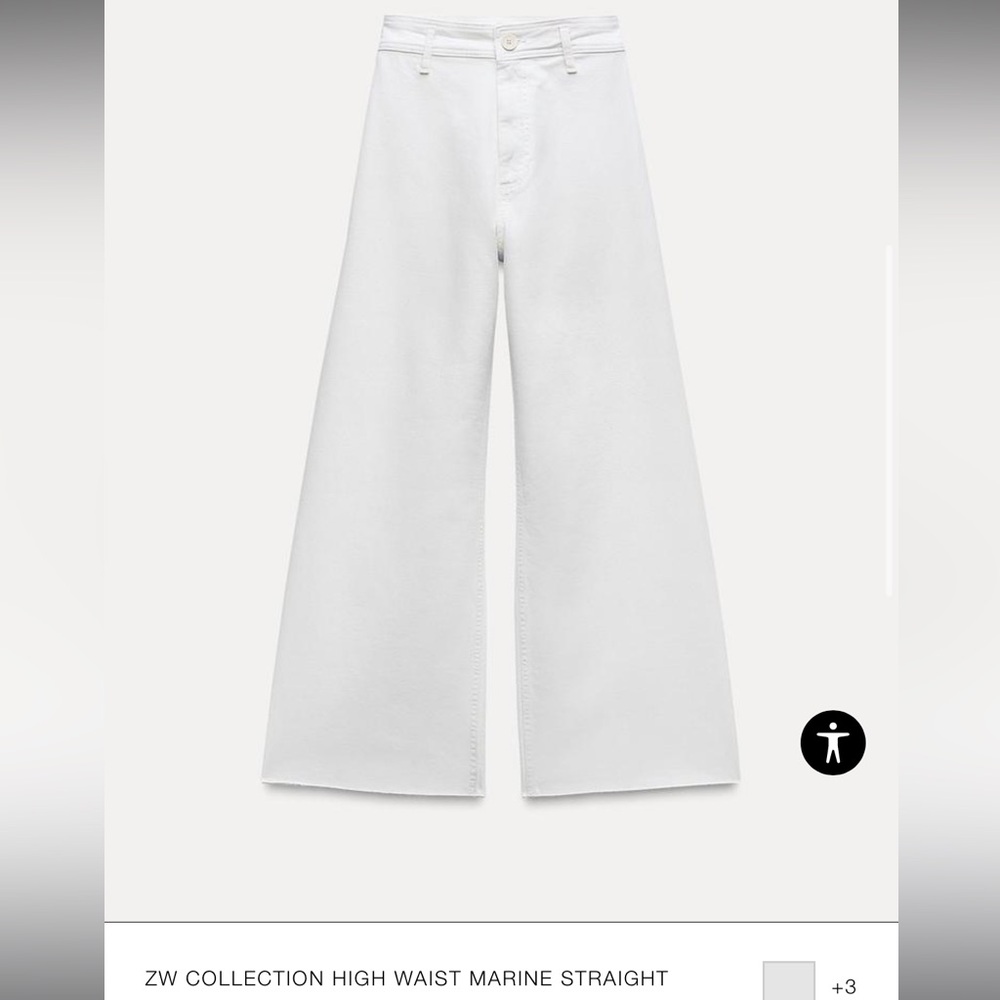 COPY - COPY - Women’s Zara wide leg marine jeans in white